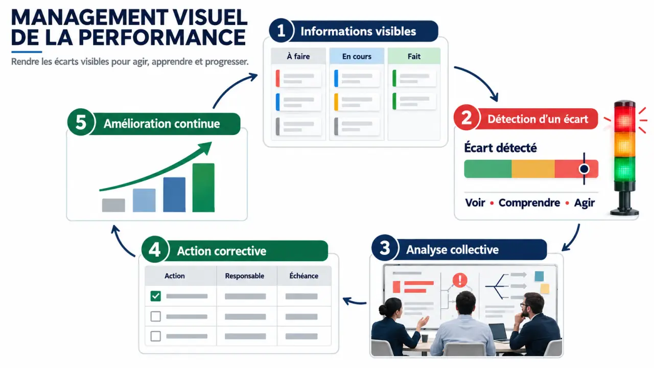 Management visuel de la performance : de la visibilité des indicateurs à l’amélioration continue