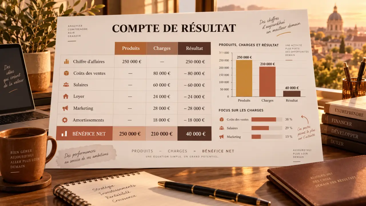 Modèle de compte de résultat : calculez le bénéfice et repérez les charges qui pèsent sur l’activité