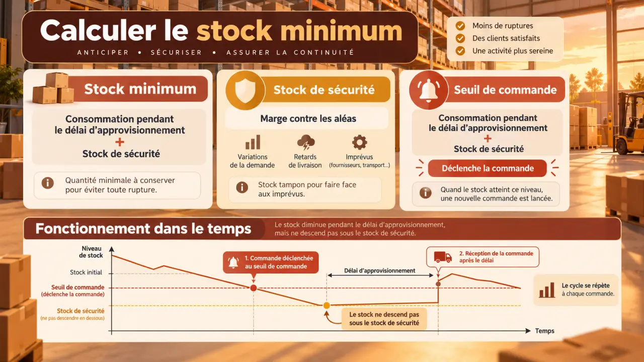 Calculer le stock minimum sans confondre réserve de sécurité et seuil de commande