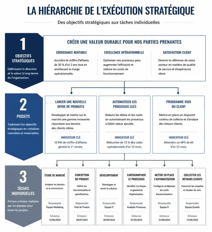 Schéma de structuration des données dans un template de gestion de projet